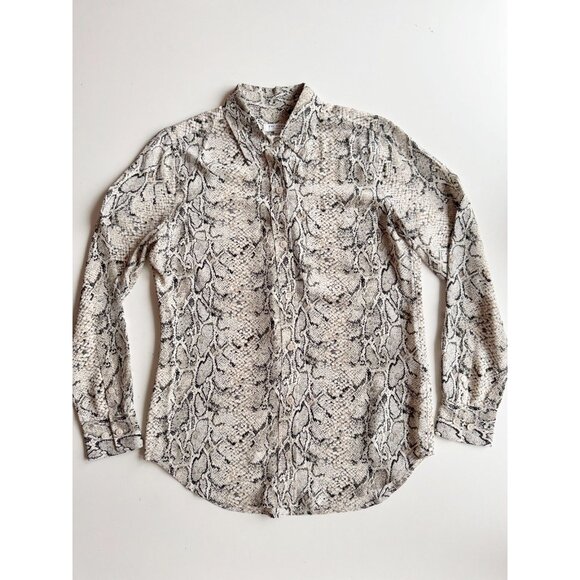 NWOT EQUIPMENT Slim Signature Python 100% Silk Crepe Button Up Shirt, Size XS - Picture 5 of 15